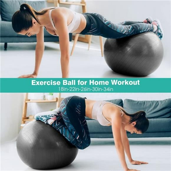 Exercise Ball Yoga Ball - Anti-Burst Workout Ball with Quick Pump - Picture 3 of 7
